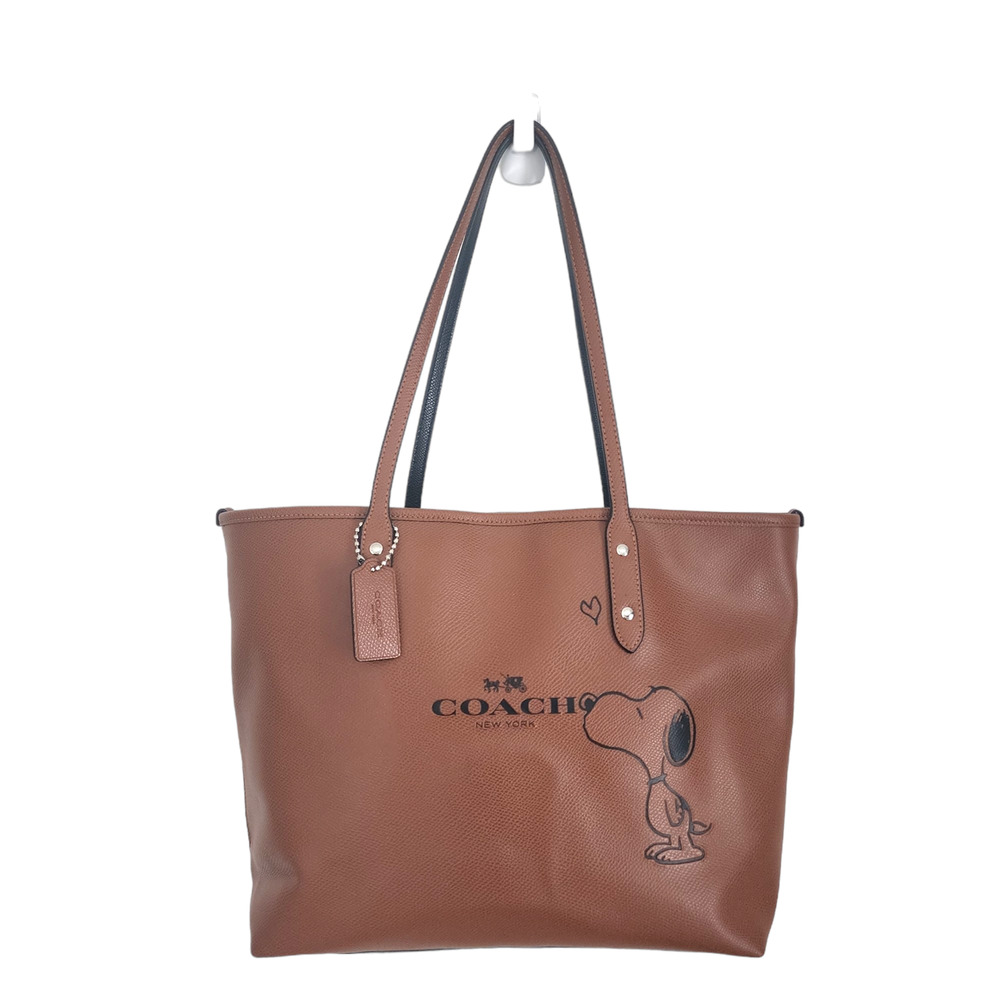 NWOT Coach x Snoopy Tote Bag Brown Leather Peanuts City Zip Limited Edition